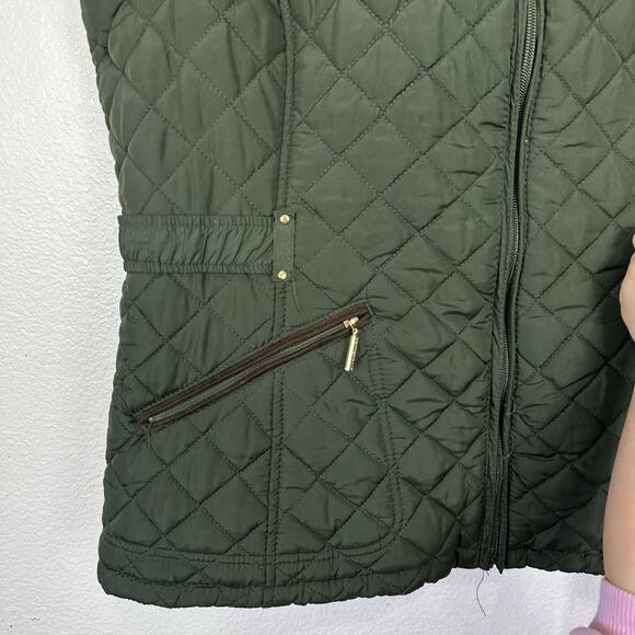 Weatherproof Vest Women XXL Olive Green Quilted Faux Fur Lined Full-Zip Classic - Picture 4 of 11